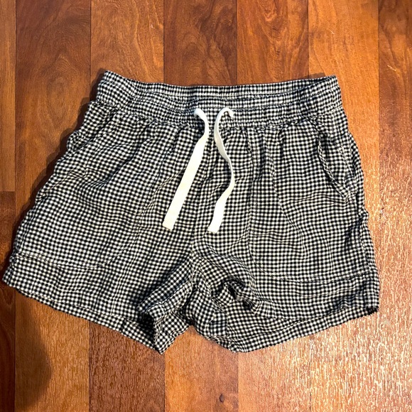 Quince Pants - QUINCE gingham shorts black white linen extra small